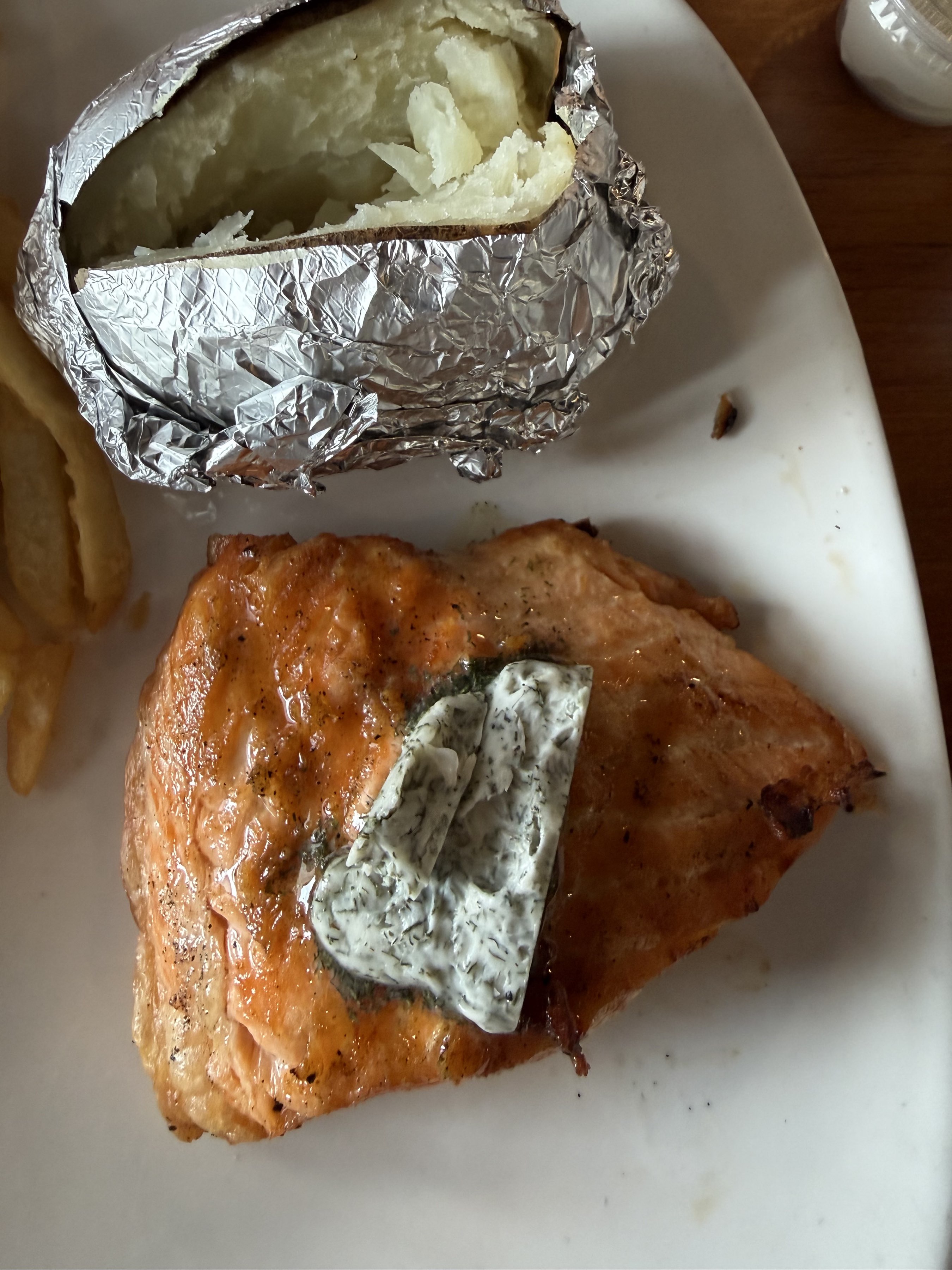 Grilled Salmon w/ Baked Potato at The Fish Shack