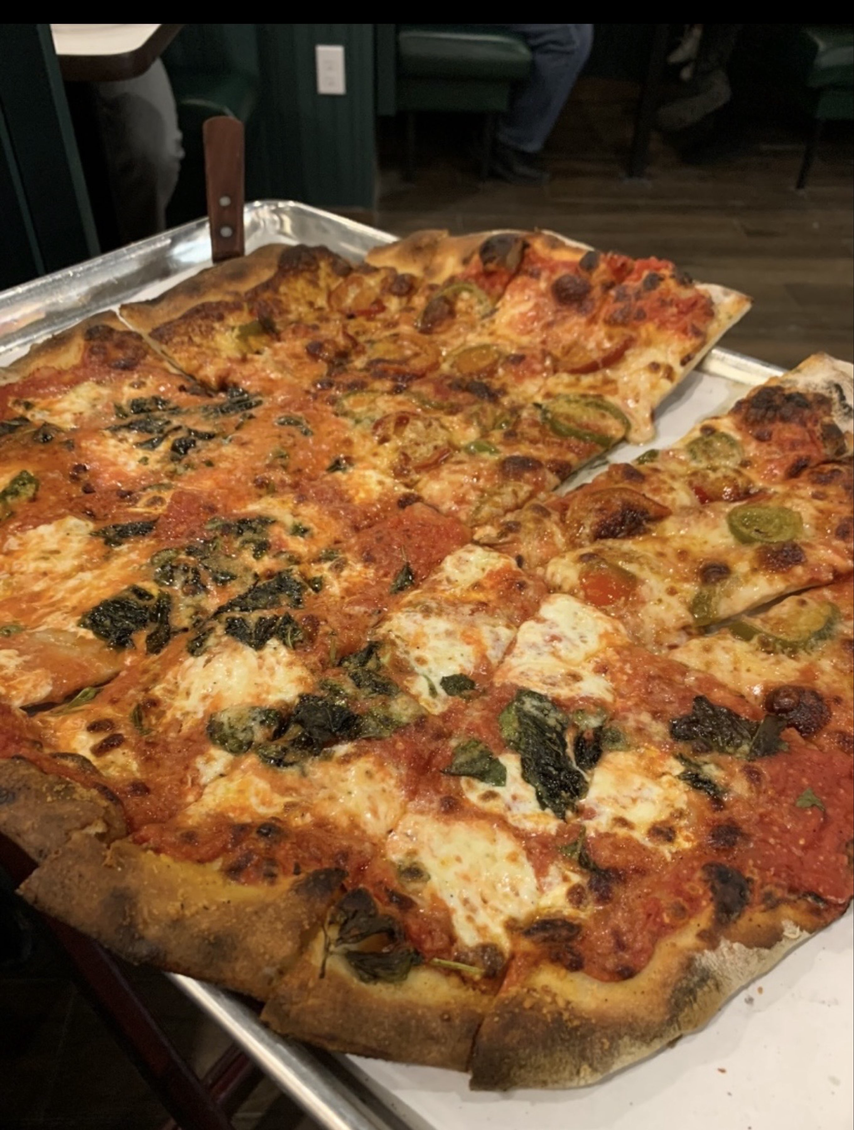 Chicken & Cherry Peps Pizza at Frank Pepe’s Pizzeria