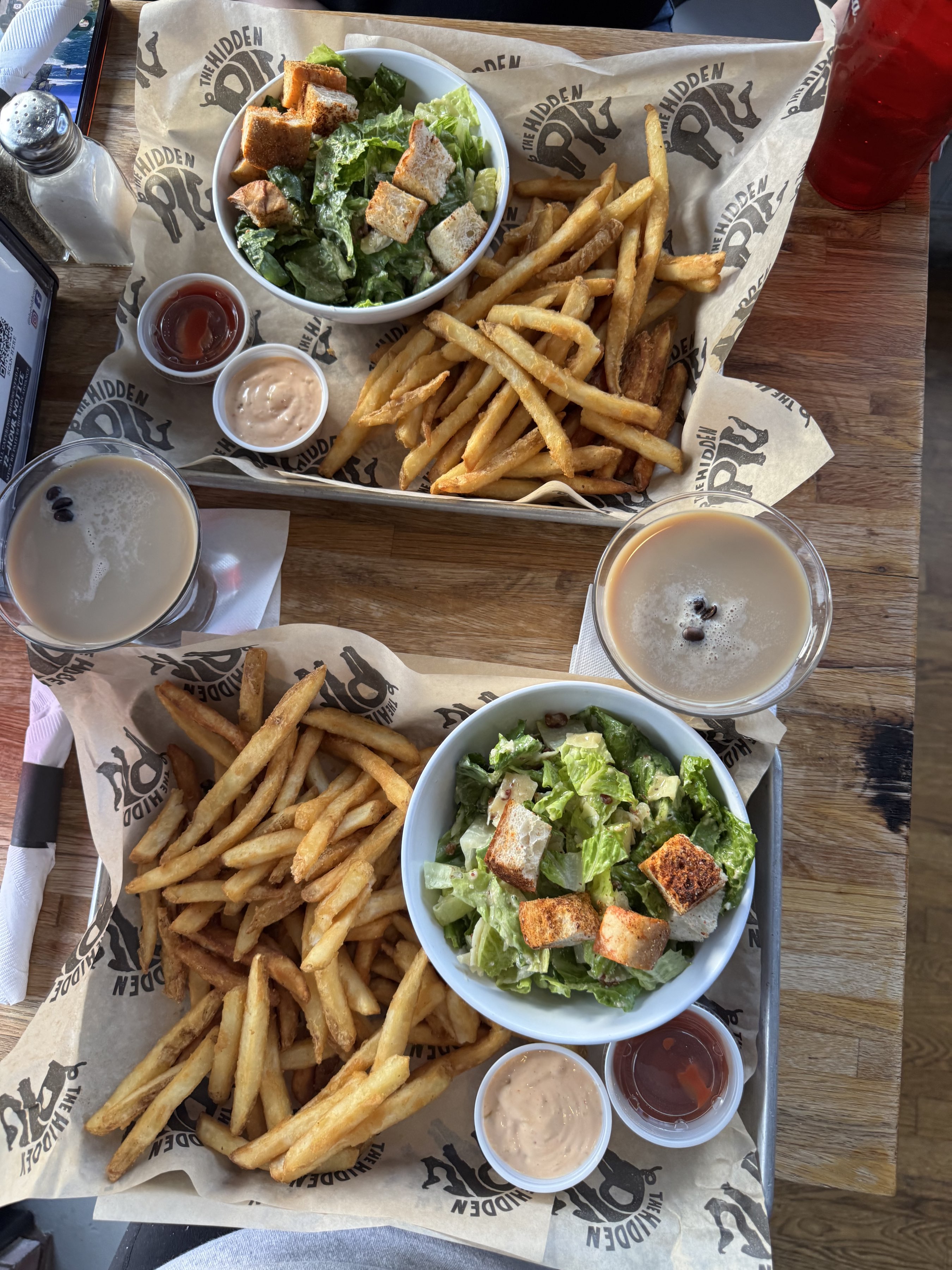 Caesar Salad, Fries, Espresso Tini (Girl dinna)