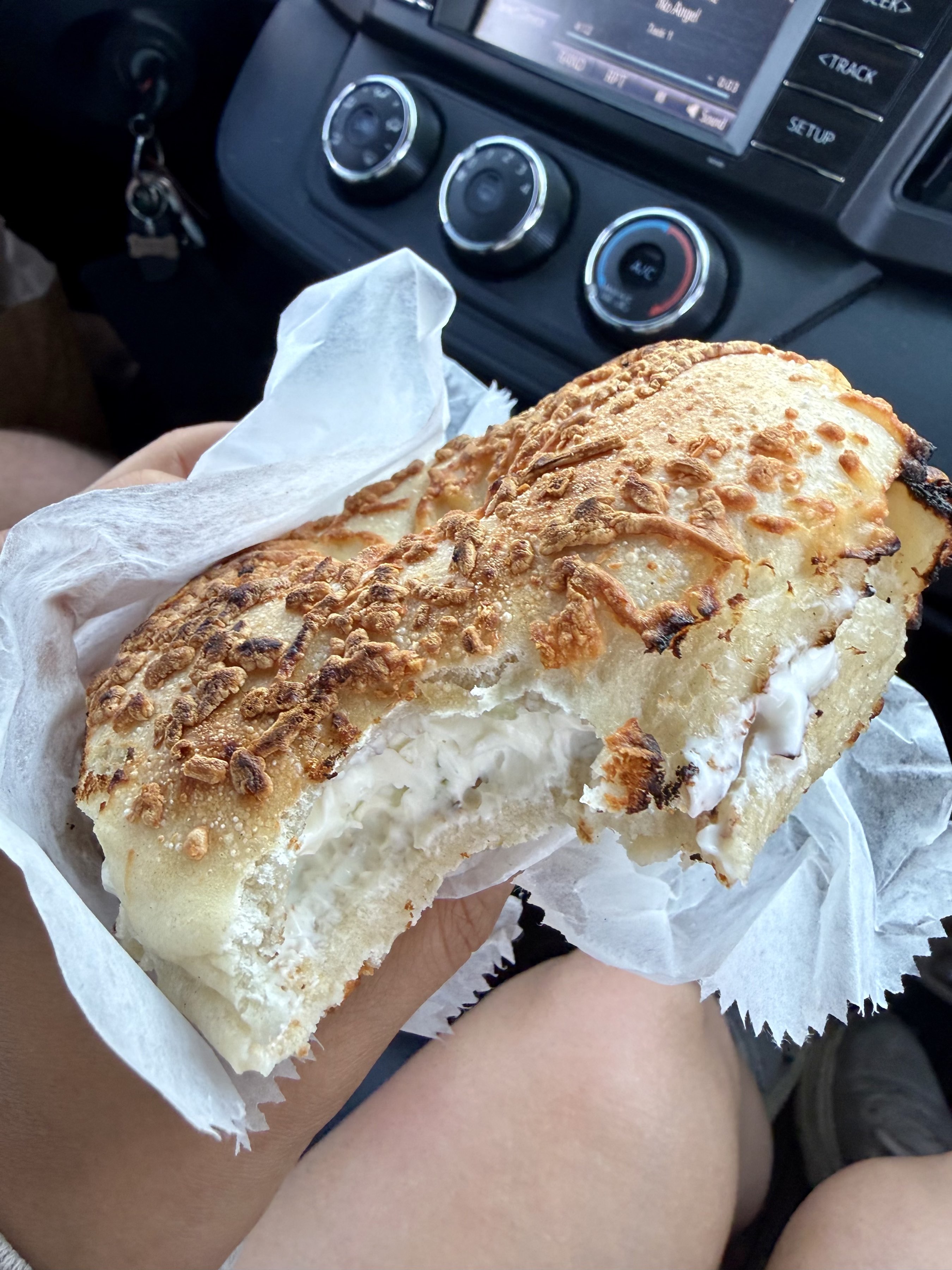Asiago bagel with chive CC