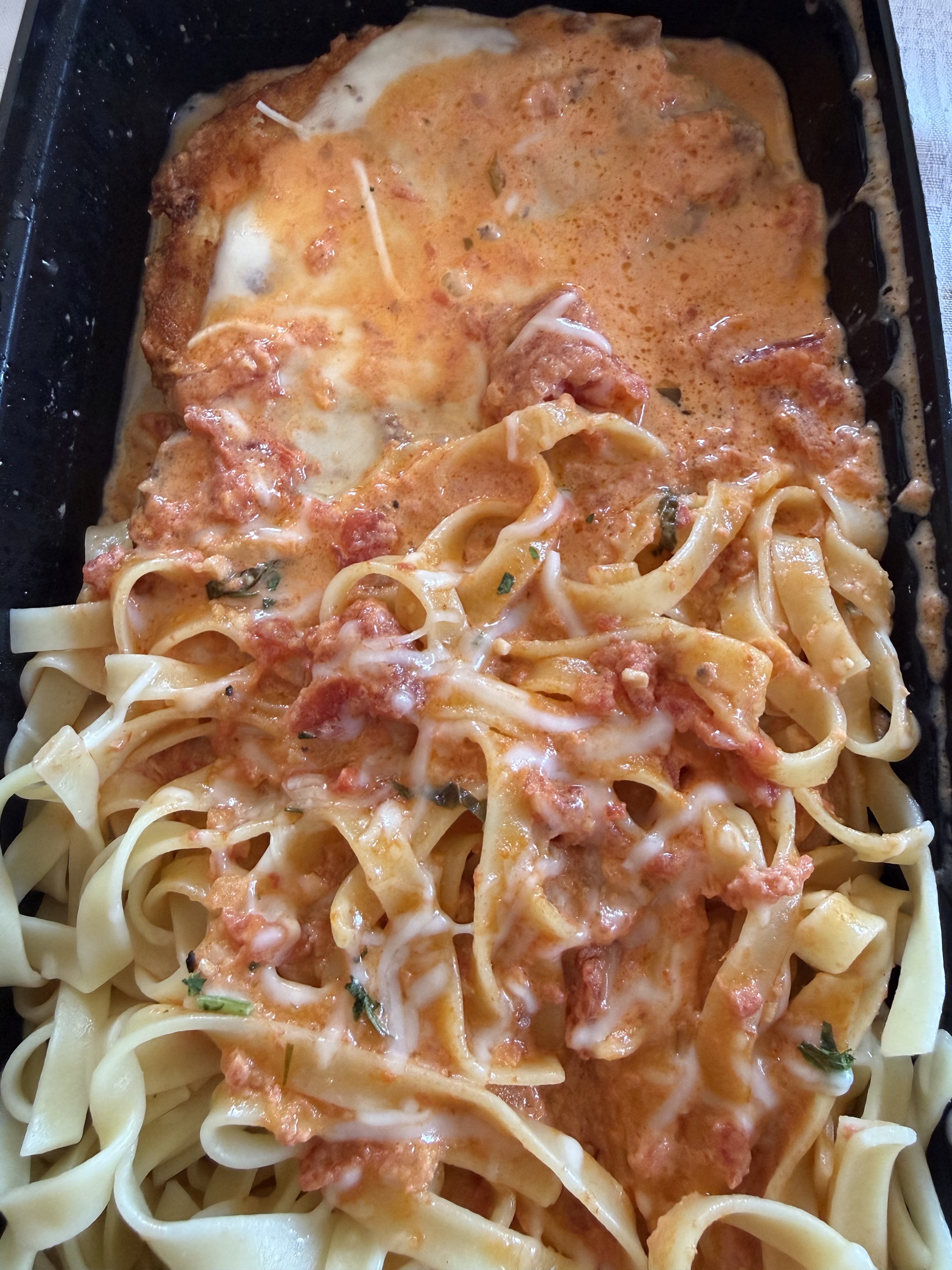 Chicken Parmesan Tagliatelle w/ Vodka Sauce